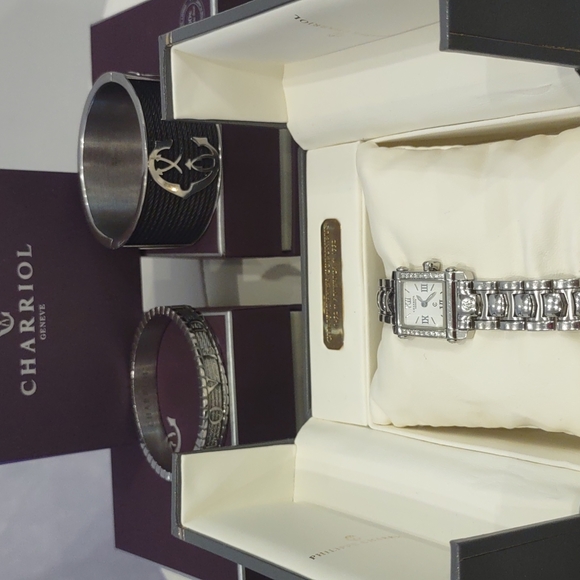 ⌚Philippe Charriol Diamond Columbus Watch Box Links 28504 Colvubvs white face - Picture 2 of 13